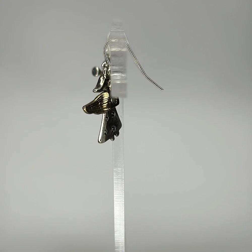 Dainty Silver and Gold Angel Earrings with Intricate Details